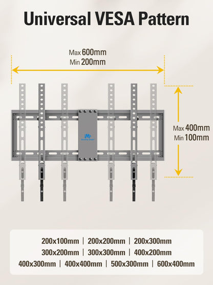 Mounting Dream TV Wall Mount for Most 37-75 Inch Televisions, Universal Tilt TV Mount Fits 16", 18", 24" Studs, Max VESA 600x400mm, 132lbs, Low Profile Flat Wall Mount Bracket, MD2968-LK
