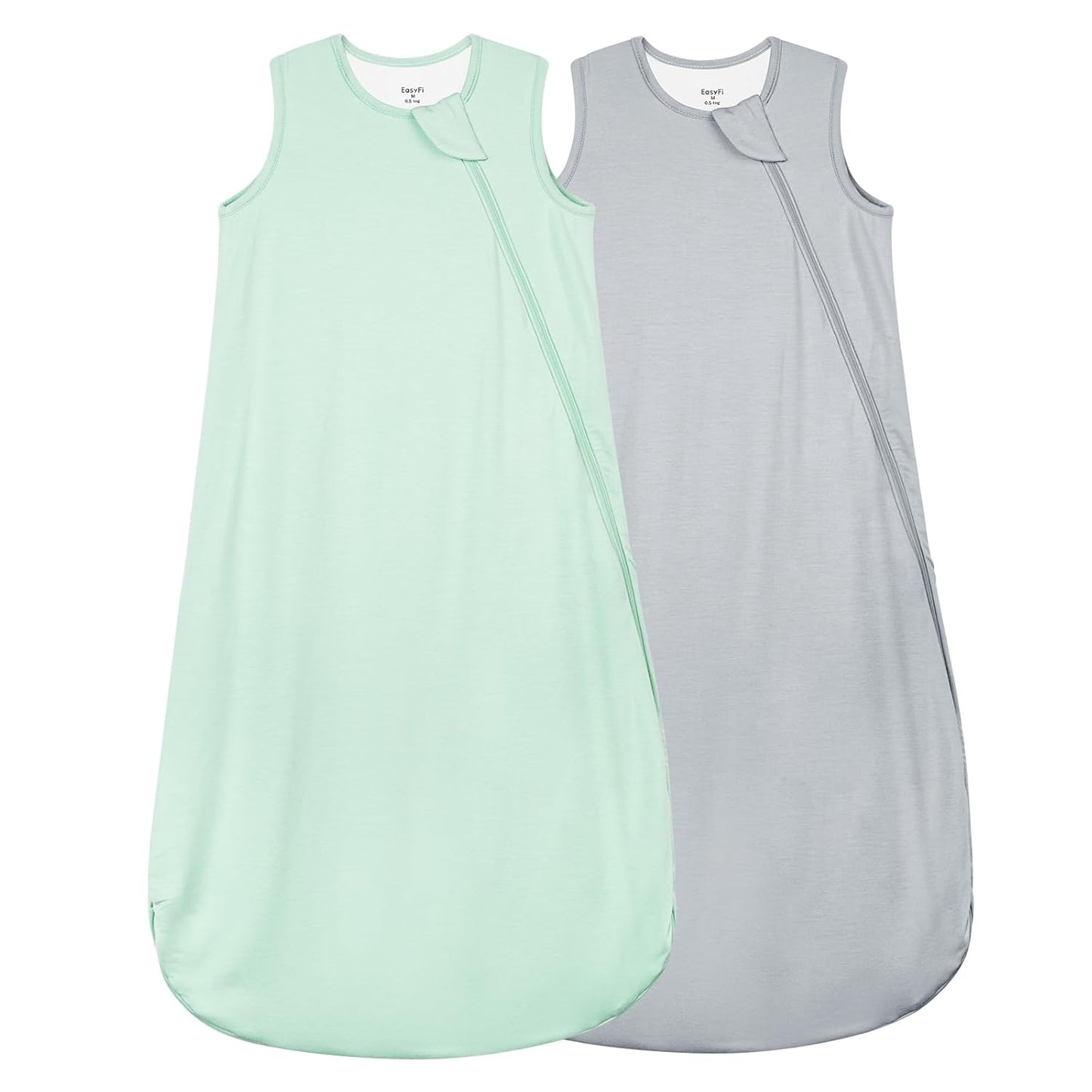 Skiennix Bamboo Sleep Sack - Lightweight 0.5 Tog Toddler Wearable Blanket | 6-12 Months, Green & Gray (2 Pack)