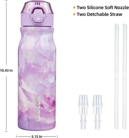 BJPKPK Insulated Water Bottle - 25oz Stainless Steel Flask with Straw, Leak-Proof Lid & Carry Handle | Dawn Color