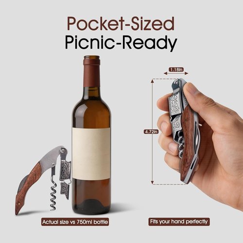 GOBETTER Wine Opener, Professional Corkscrews for Wine Bottles Cap Remover, Manual Wine Key for Home Use, Servers, Waiters Bartenders and Wine Lovers, Classic Rosewood