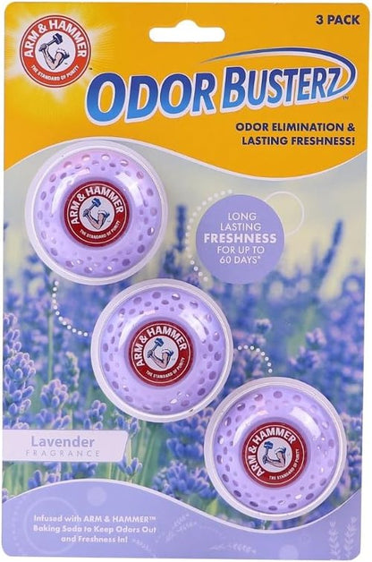 Arm & Hammer OdorBusterz® Odor Eliminator Balls - Lavender Scent | 3 Count for Effective Odor Control in Closets & Drawers