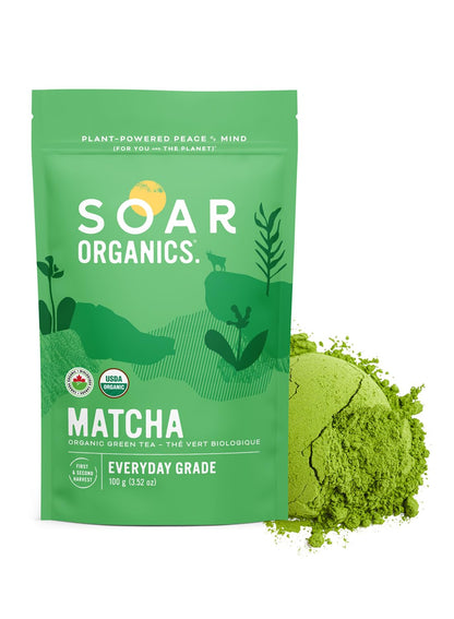 Soar Organics - Everyday Grade Matcha Green Tea Powder - Authentic Japanese Origin - First & Second Harvest Blend (3.52 oz)