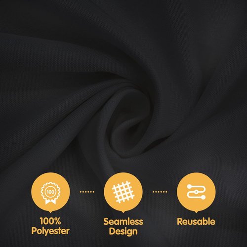 BRILLMAX 90-Inch Black Round Tablecloths - 10 Pack, Water & Stain Resistant, Perfect for Weddings & Events