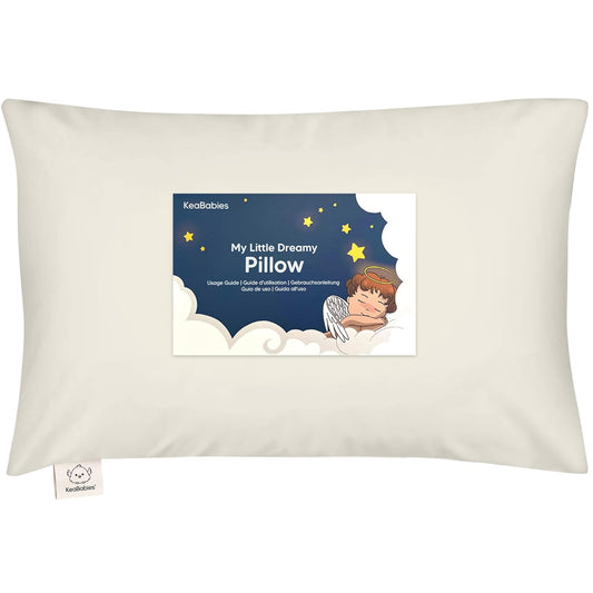 My Little Dreamy Toddler Pillow - Organic Cotton Travel Bed Pillow with Soft Case | 13x18, Machine Washable, Ideal for Ages 2-5 (Clay)