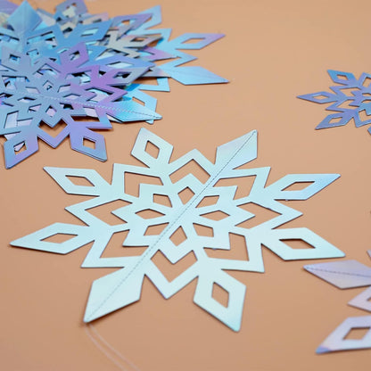 OuMuaMua Christmas Snowflake Decorations - 15pcs 3D Iridescent Holographic Snowflakes for Holiday Decor