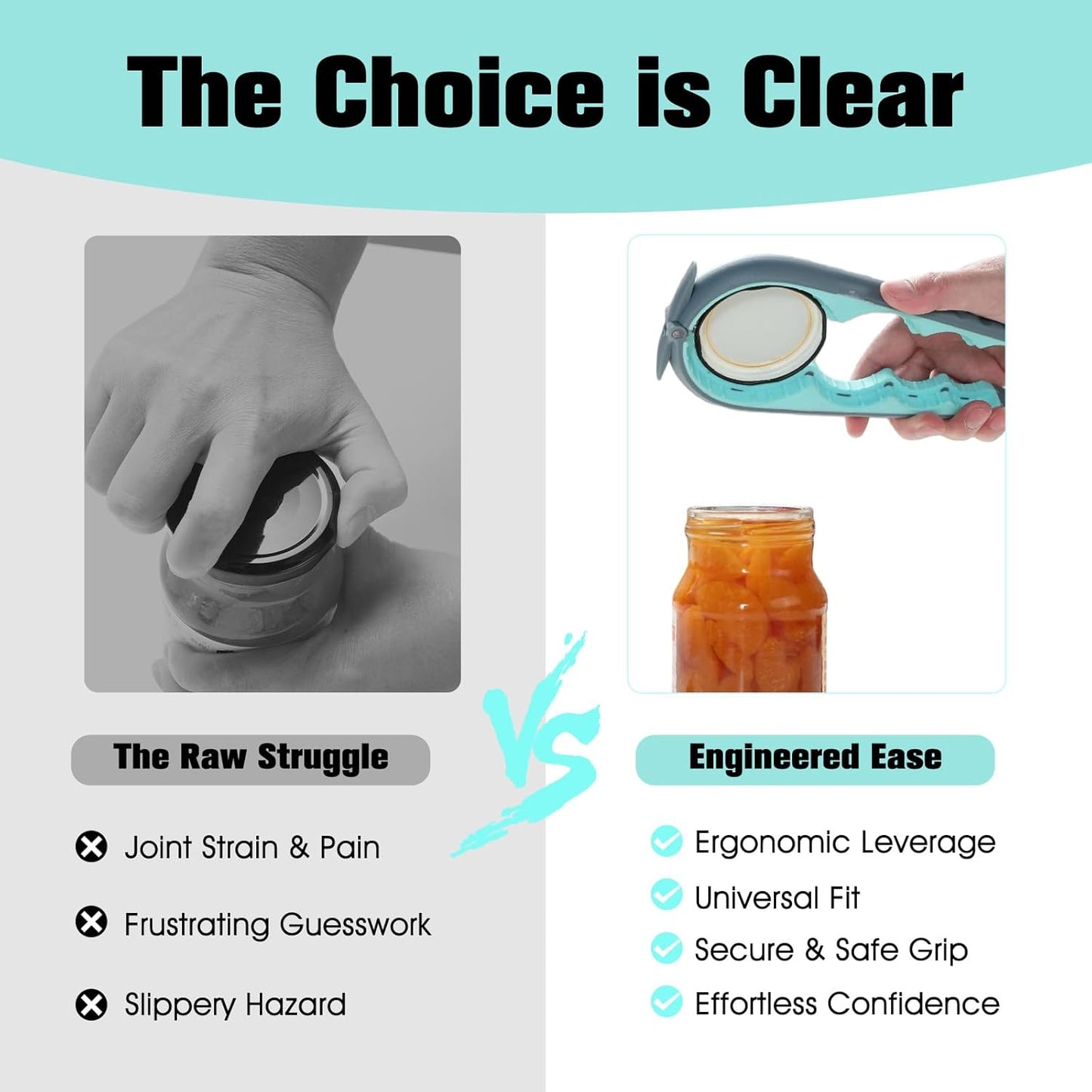 Skiennix 5-in-1 Jar Opener | Ergonomic Non-Slip Kitchen Tool for Seniors & Arthritis - Blue