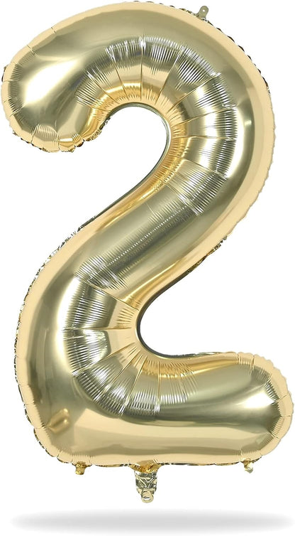 Skiennix 40 Inch Champagne Gold Number 2 Balloon - Large Foil 2nd Birthday & Graduation Decor