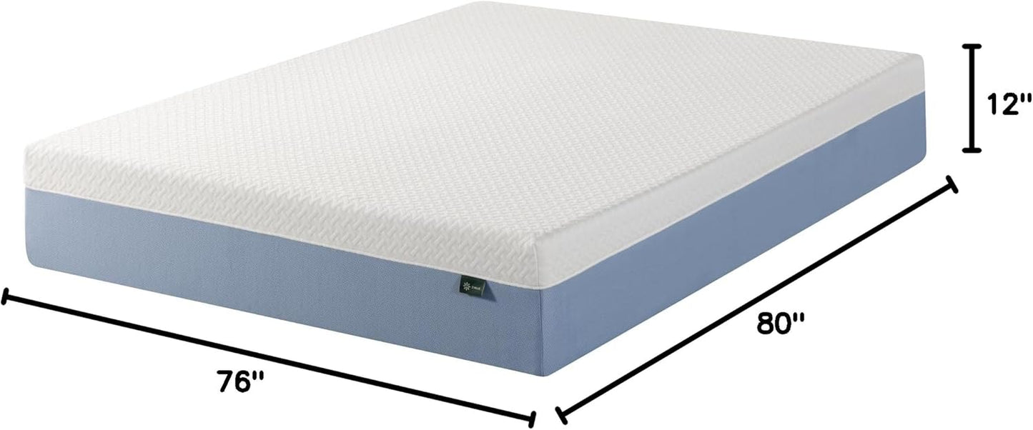 Zinus 12 Inch King Cooling Memory Foam Mattress - Fiberglass Free, Medium Feel, Breathable Design