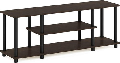 Furinno 3-Tier TV Stand - No Tools Assembly for Up to 50 Inch TVs | Dark Brown/Black Finish