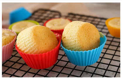 Skiennix Reusable Silicone Cupcake Baking Cups - Non-Stick Muffin Liners in 6 Rainbow Colors | 24 Pack, 2.75 Inch