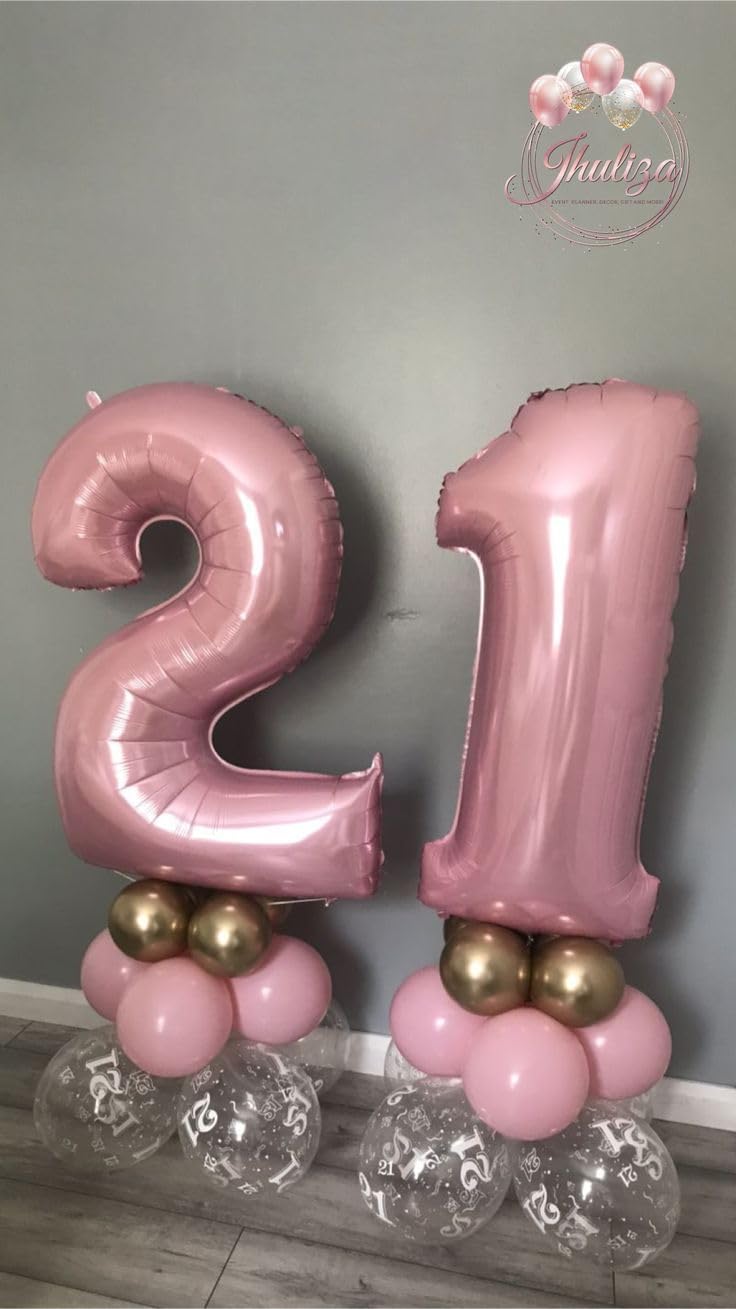 Pastel Pink 40-Inch Number Balloons by [Brand Name] | Perfect for 2nd, 12th, 21st Birthday Celebrations & Events