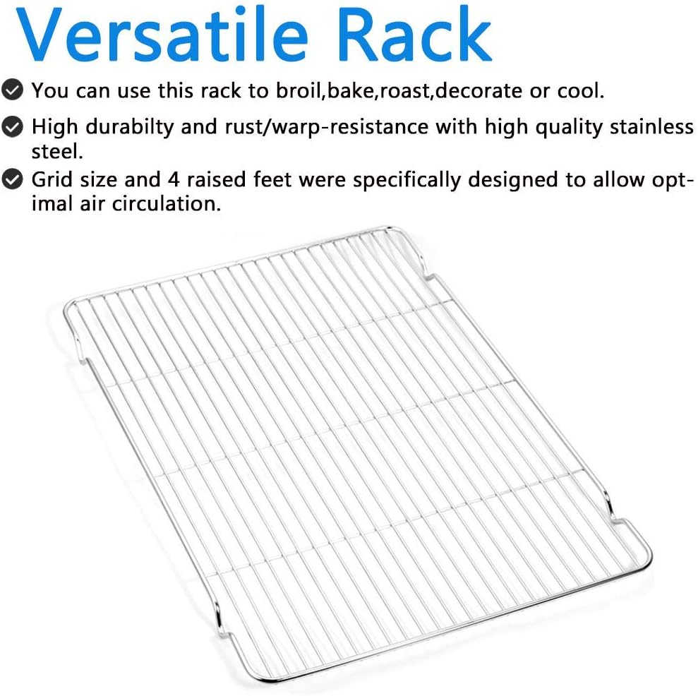 Regine Switzerland Cookie Sheet & Cooling Rack Set - 16-Inch Stainless Steel Bakeware, Non-Toxic & Easy Clean