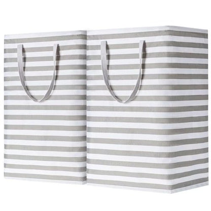 BOOMIBOO 2-Pack Large Laundry Basket,Waterproof Freestanding Laundry Hamper,Collapsible Clothes Basket with Easy Carry Handles in Laundry Room Bathroom Bedroom Dorm,Grey,75L