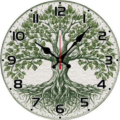Tree of Life 12in Wooden Wall Clock – Silent Non-Tick Battery Powered