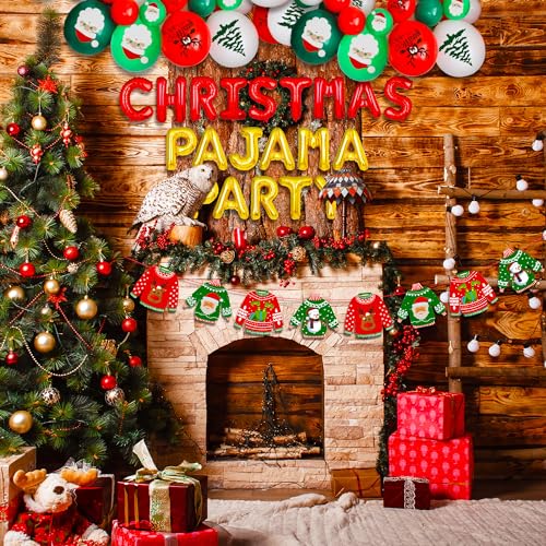 Christmas Pajama Party Decorations Set with Banner & Balloons - Ugly Sweater Theme