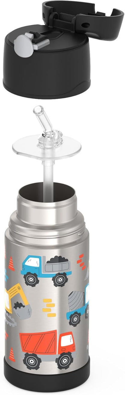 THERMOS FUNTAINER Water Bottle - 12 Ounce Stainless Steel Insulated Kids Bottle with Straw