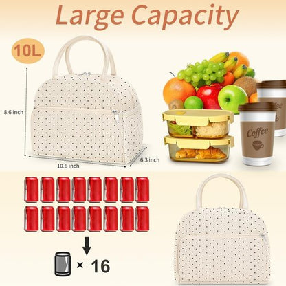 Coobiiya Lunch Bag - Insulated, Leakproof Corduroy Tote for Men & Women | Large Capacity, Cute Design