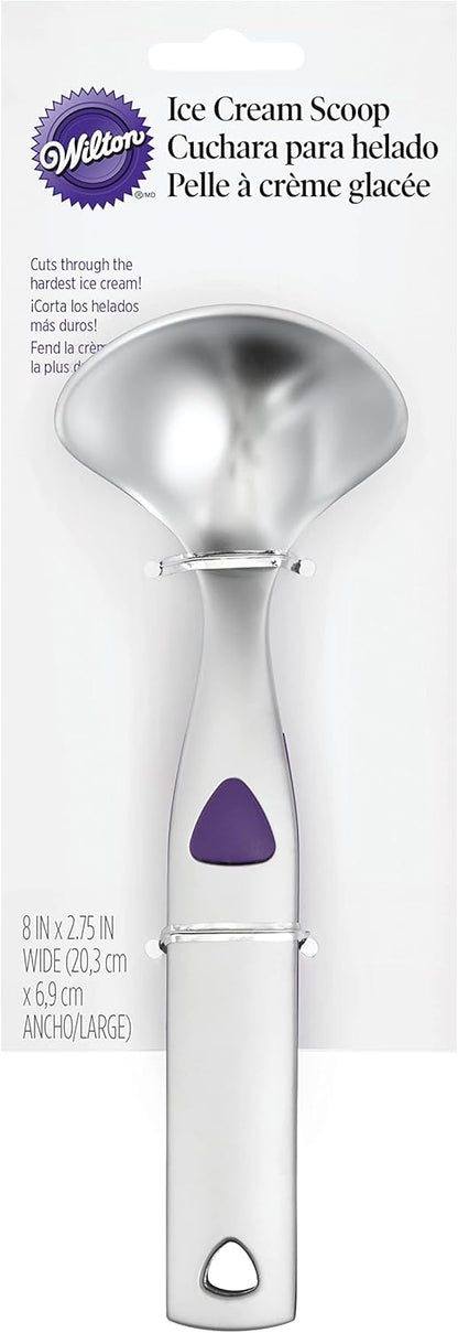 Wilton Heavy-Duty Ice Cream Scoop - Non-Slip Grip for Perfect Scoops | Silver Finish