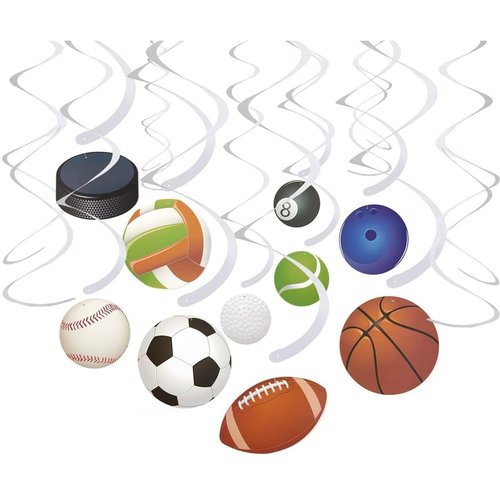 Juvale Sports Party Supplies, Hanging Swirl Decorations (30 Pack)