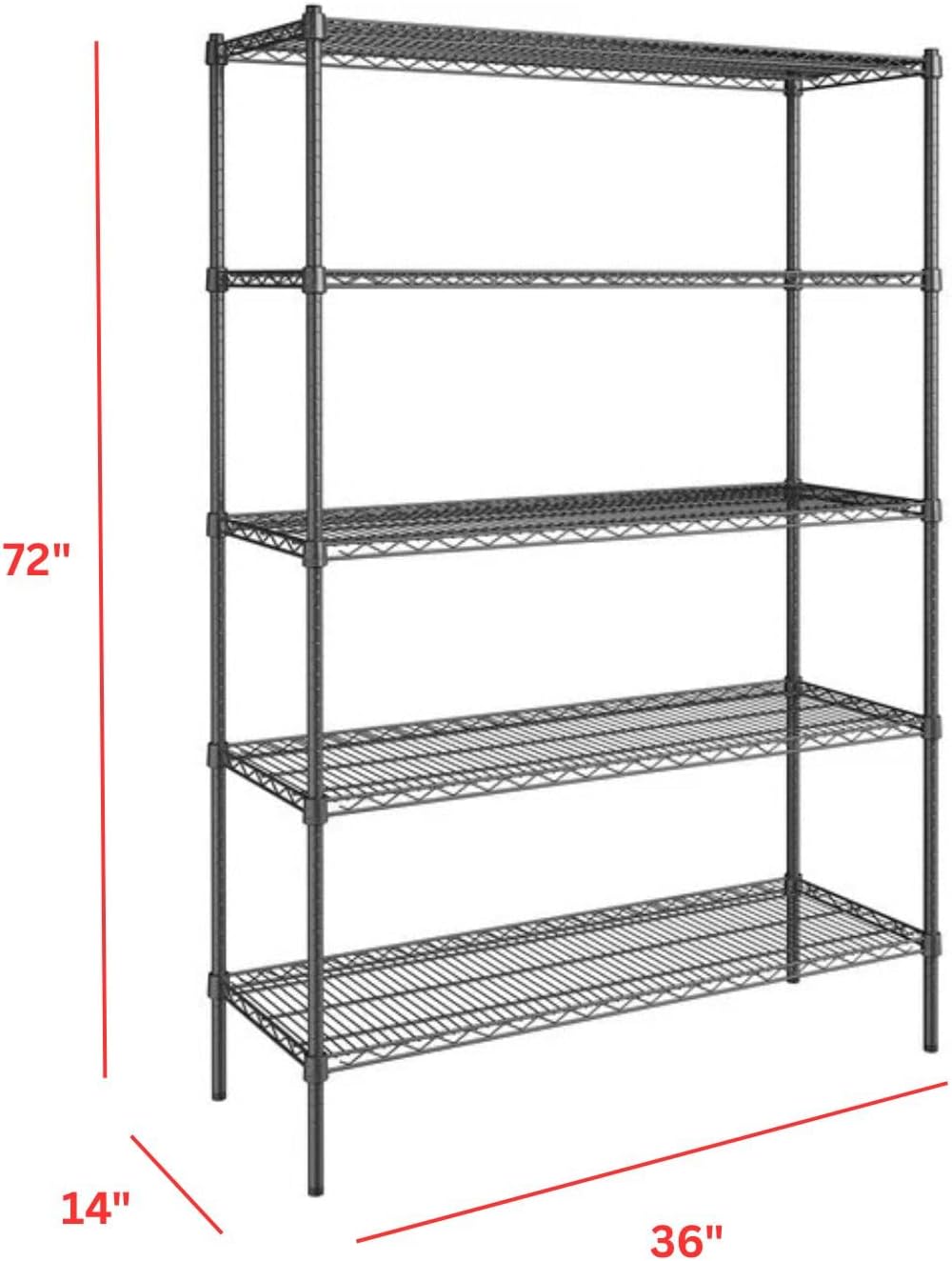 Regine Switzerland 5-Tier Metal Garage Storage Shelving Unit - Adjustable & Freestanding (36 in. W x 72 in. H x 14 in. D)