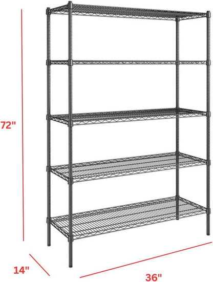 Regine Switzerland 5-Tier Metal Garage Storage Shelving Unit - Adjustable & Freestanding (36 in. W x 72 in. H x 14 in. D)