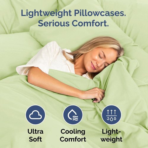 King Standard Pillow Cases - Ultra-Soft Hotel Quality Covers | Fade-Free & Wrinkle Resistant - Light Sage Green - Set of 2