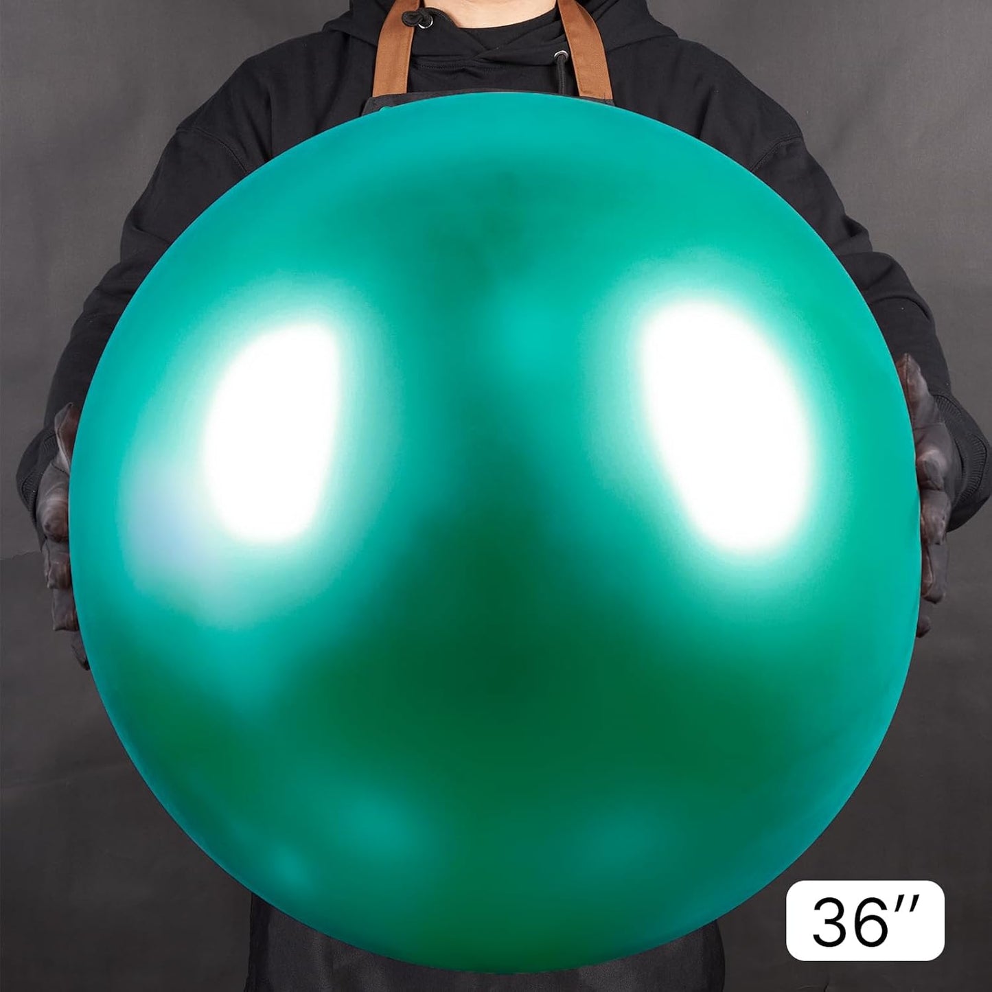 PartyWoo Metallic Green Balloons - 36 Inch Extra Large Chrome Latex Helium Balloons for Parties