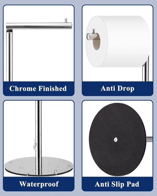 Housen Solutions Toilet Paper Holder - Modern Free Standing Design for 4 Rolls - Chrome Finish