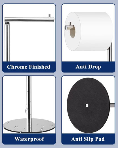 Housen Solutions Toilet Paper Holder - Modern Free Standing Design for 4 Rolls - Chrome Finish