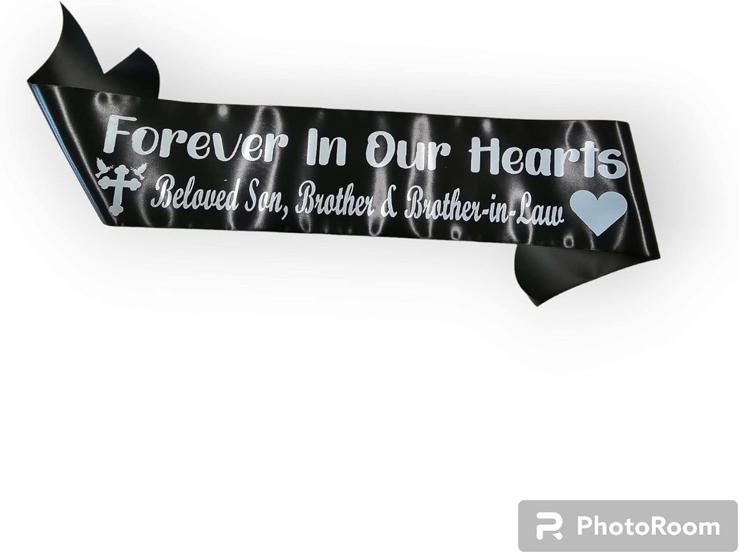 Regine Switzerland Personalized Memorial Funeral Sash - In Loving Memory Ribbon for Casket or Wreath (White)