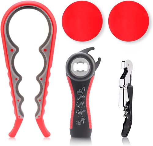 Astofli Jar Opener Set - 5 Pack Easy Twist Lid Openers with 2 Rubber Grippers for Seniors