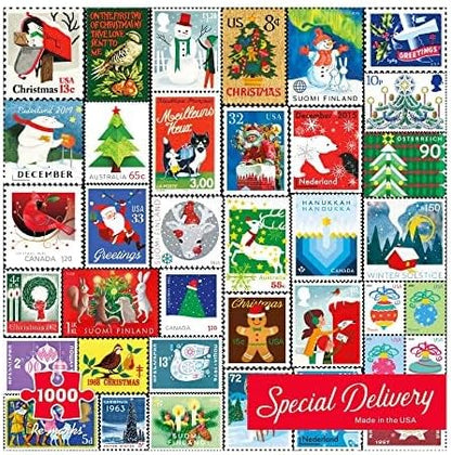 Re-Marks 1000-Piece Christmas Collage Puzzle - 26.75 x 19.25 Inches, Berry Design for All Ages