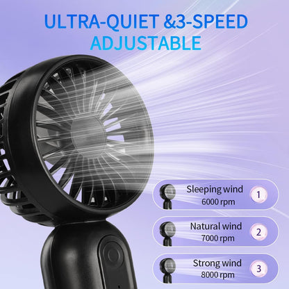 Skiennix Mini Portable Fan - Lightweight Handheld Battery Operated Fan with 3 Speeds | USB Rechargeable, 2 Pack