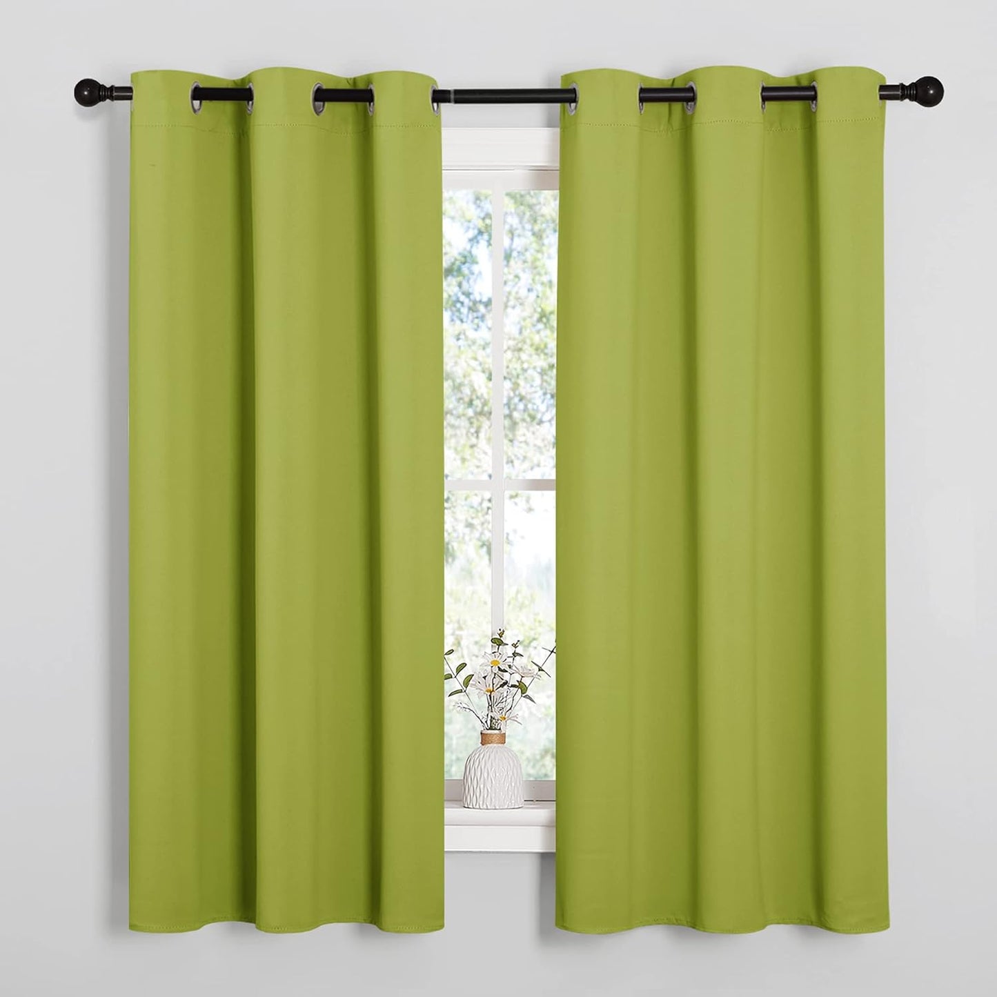NICETOWN Fresh Green Blackout Curtains - Thermal Insulated Drapes for Office | 68" Length, 42" Wide, 2 Panels