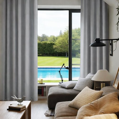 HOMEIDEAS Blackout Curtains for Bedroom 52 X 84 Inch Long 2 Panels Set Light Grey/Gray Room Darkening Curtains/Drapes, Soundproof Thermal Grommet Window Curtains for Living Room