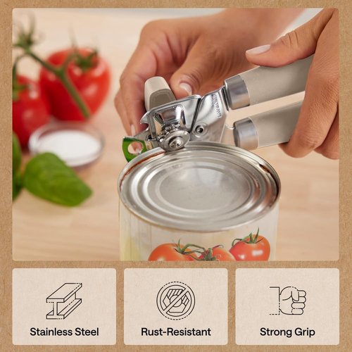GORILLA GRIP Heavy Duty Can Opener - Smooth Edge Design with Comfortable Handle | Oversized Knob, Almond