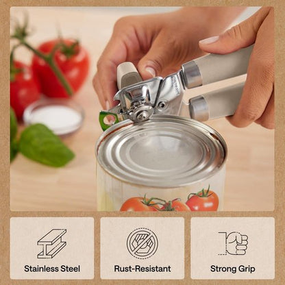 GORILLA GRIP Heavy Duty Can Opener - Smooth Edge Design with Comfortable Handle | Oversized Knob, Almond