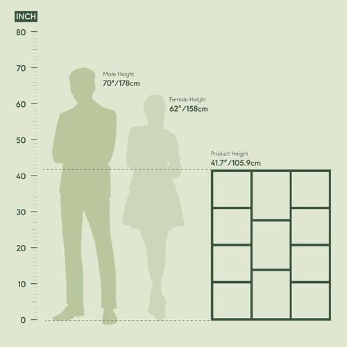 Furinno LUDER 11-Cube Bookshelf - Reversible Design for Easy Assembly | White/Green, 9.4 x 29.1 x 41.7