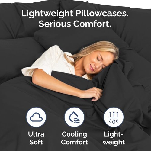King Pillow Cases by [Brand Name] - Ultra Soft Hotel Quality Covers | 4-Piece Set, Wrinkle-Free, Black