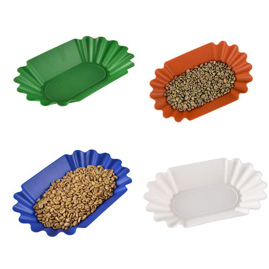 CAFEMASY Coffee Beans Cupping Weighing Sample Tray Reusable Plastic Plate for Scooping and Displaying Coffee Bean(4pcs, Capacity of 450g/15.87oz Green Coffee Beans)