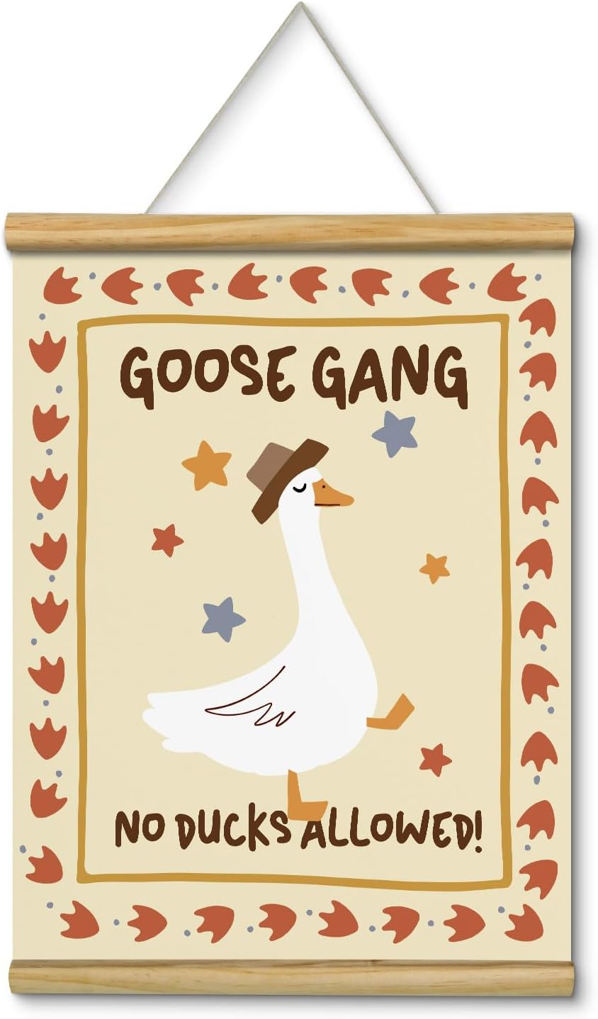 VIYYIEA Canvas Wall Art Prints - Funny Goose Gang Portable Hanging Decor | 16" x 12" for Home & Office