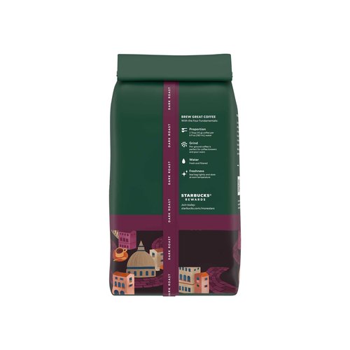 Starbucks Ground Coffee, Dark Roast Hot or Iced Coffee, Italian Roast, Six 12 oz Bags