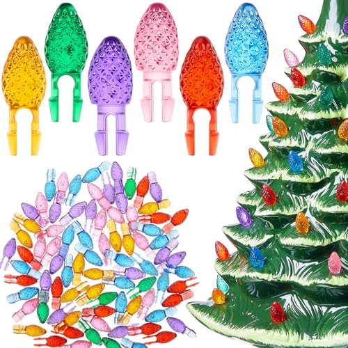 120 Pcs Plastic Flame Christmas Tree Bulbs - Multicolor, Medium