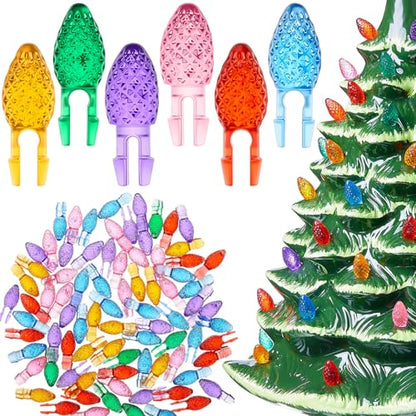 120 Pcs Plastic Flame Christmas Tree Bulbs - Multicolor, Medium