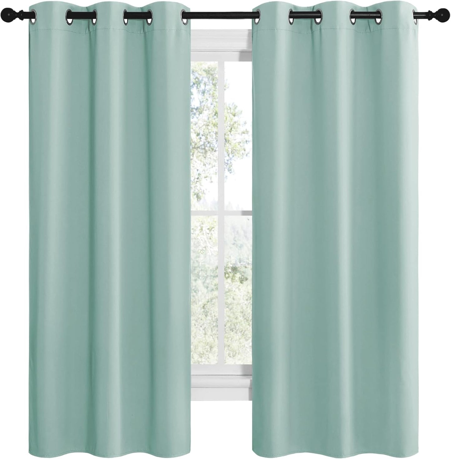 NICETOWN Aqua Blue Room Darkening Curtains - Thermal Insulated Grommet Drapes, 42" x 68" (Set of 2)