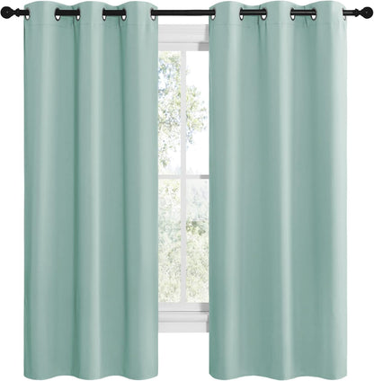 NICETOWN Aqua Blue Room Darkening Curtains - Thermal Insulated Grommet Drapes, 42" x 68" (Set of 2)