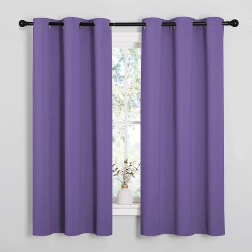 NICETOWN Window Curtain Panels, Thermal Insulated Solid Grommet Blackout Draperies/Drapes for Basement (Lilac Purple, 1 Pair, 34 by 54-inch)