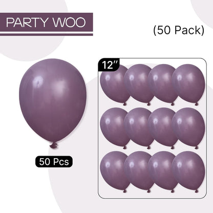 PartyWoo Dusty Purple Balloons - 50 Pcs 12 Inch Matte Mauve & Dark Purple Latex for Weddings & Celebrations