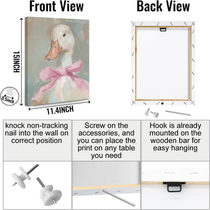 Skiennix Cute Duck Canvas Wall Art - Framed Aesthetic Decor for Animal Lovers | 11.5x15 In