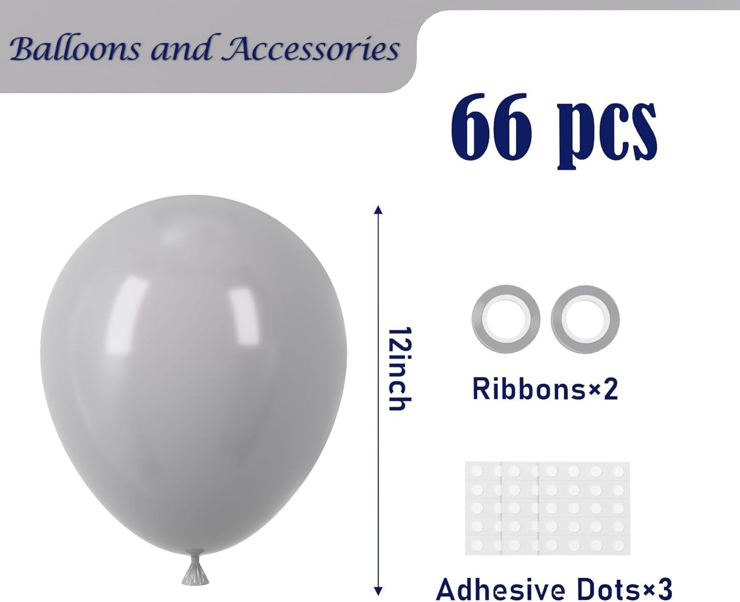 Voircoloria Gray Balloons - 66 Pack of 12-Inch Grey Latex Balloons for Celebrations & Events